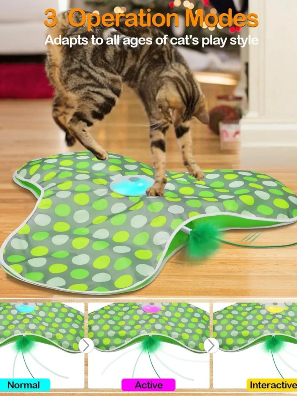 Motion Activated Moving Feather USB Rechargeable Interactive Cat Toy Automatic